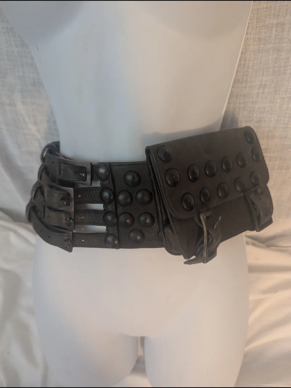 Olive Green Studded Leather Belt Bag Renaissance Festival Game Of Thrones Style